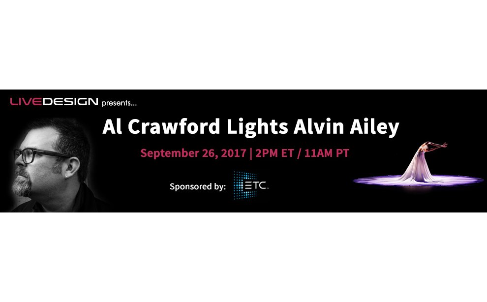 livedesignmag's tweet photo. Al Crawford talks lighting Alvin Ailey during live webcast w @ETCInc Sept 26. Register for free now! #dancelighting https://t.co/dtwyISemAA https://t.co/6Y5bQU76MZ