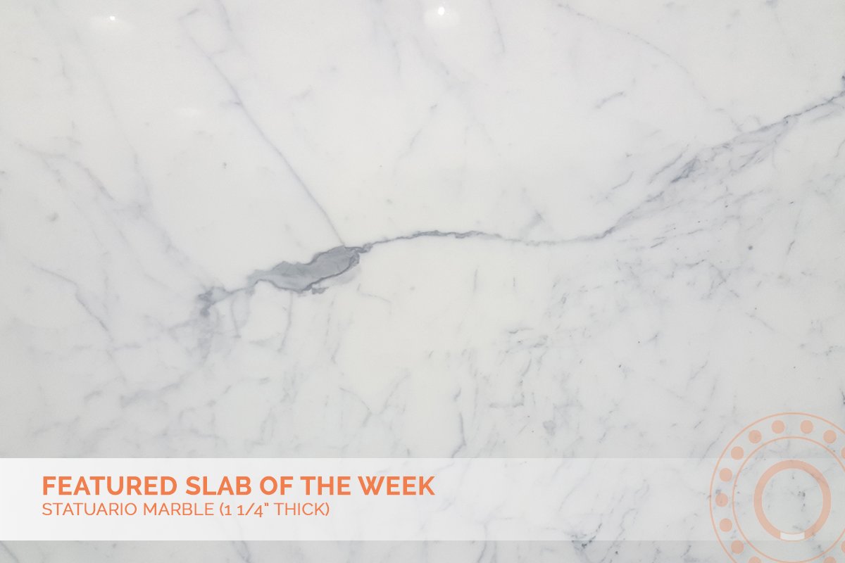 vestamarble's tweet photo. It's about time we feature marble as our #SlaboftheWeek! This beautiful Statuario slab is elegant and timeless! Come see it in person! https://t.co/AYr4LKBZfV