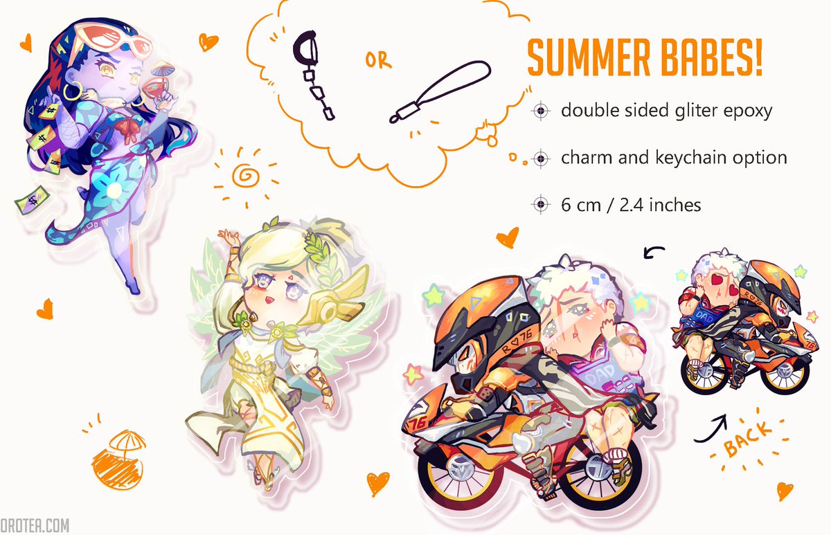 oroteapot's tweet image. #Overwatch summer event skin charms ft. Widowmaker, bike bois #R76 and Nike Mercy.

Coming to STGCC next month!