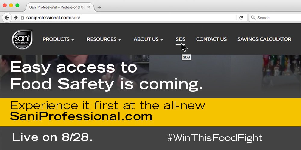 WeAreSaniPro's tweet photo. #FoodSafety resources and product information at your fingertips - just a few days away! #WinThisFoodFight https://t.co/RU6ZT9onR8