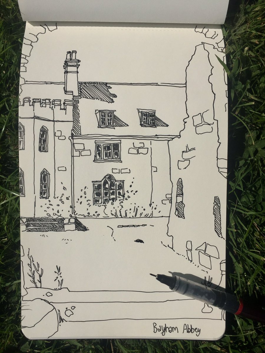 A trip to Bayham Abbey today and time for a little sketchette (and ice cream). #dailysketch #EnglishHeritage #BayhamAbbey