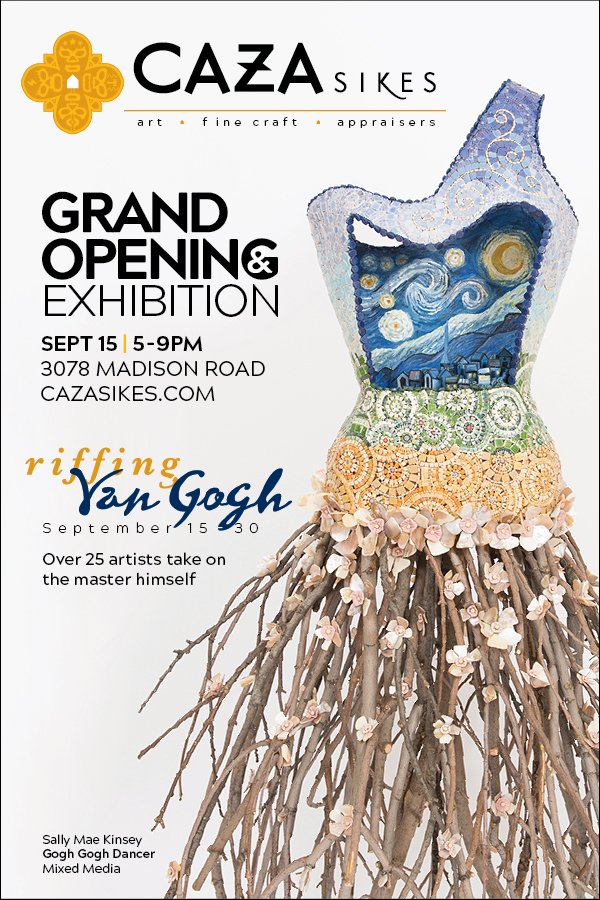 ArtWorksCincy's tweet photo. We partnered with @cazasikes for their grand opening show "Riffing Van Gogh." Stop by for the opening, Sept 15 5-9pm https://t.co/Lr36GixylF https://t.co/dx6l7p2hKE