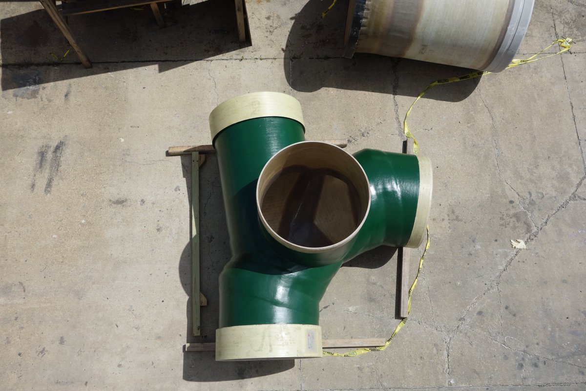 TPGpipe's tweet photo. Overhead view of one of our finished #FlowtiteFRP 98-degree TeeBase #Manholes for the Northeast Trunk Line, Phase1 project @CondieConstruct https://t.co/koXdkUNehe