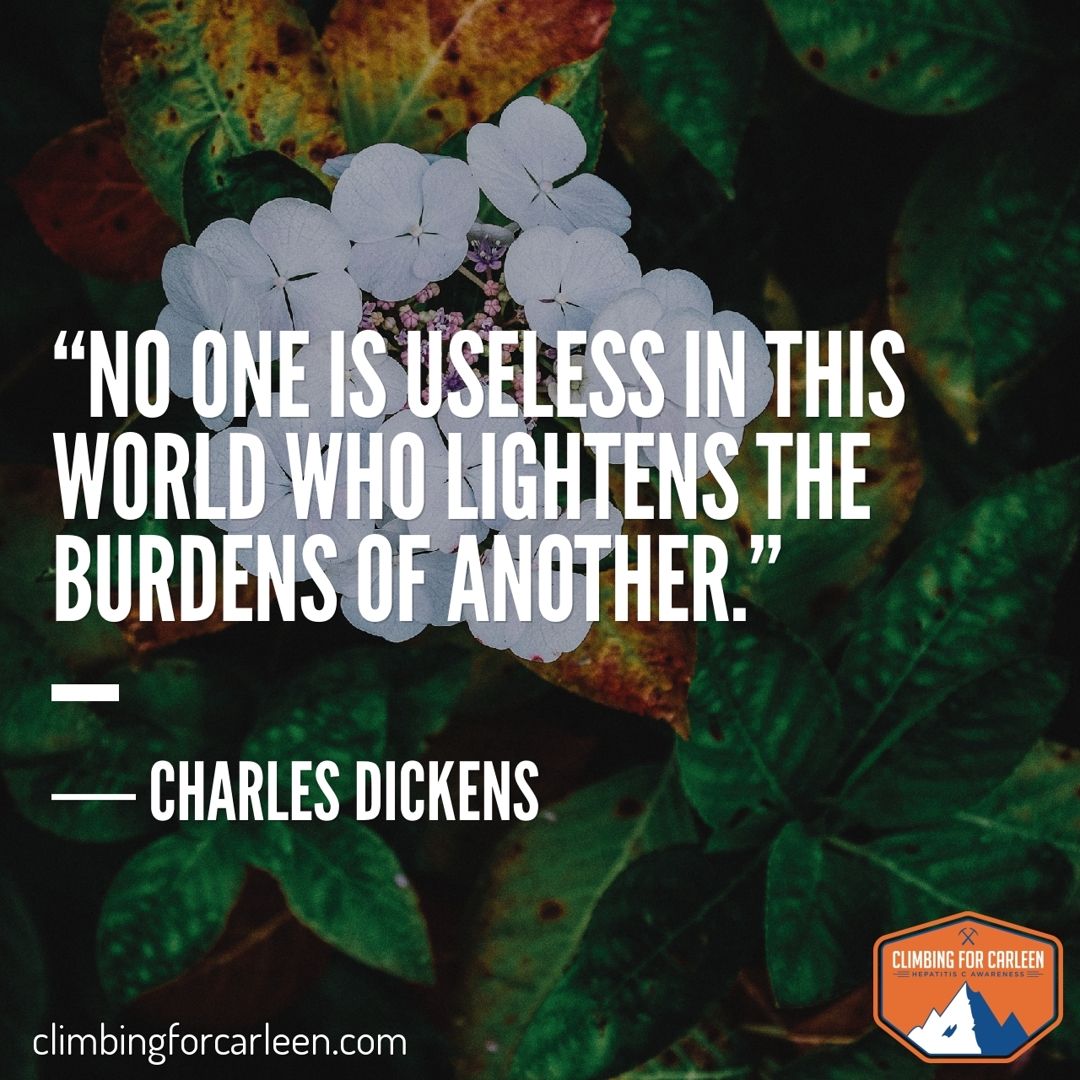 ClimbForCarleen's tweet photo. Are you lightening the load of the people around you today? Do it, you will be the one experiencing the joy. #hepc #nohep #ibeathepc https://t.co/GccZcPHhey
