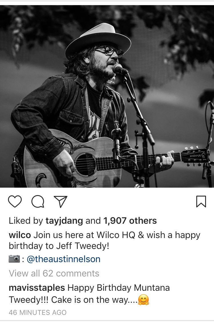 How adorable is Mavis Staples wishing Jeff Tweedy a happy birthday on IG (I hope it\s really her) 