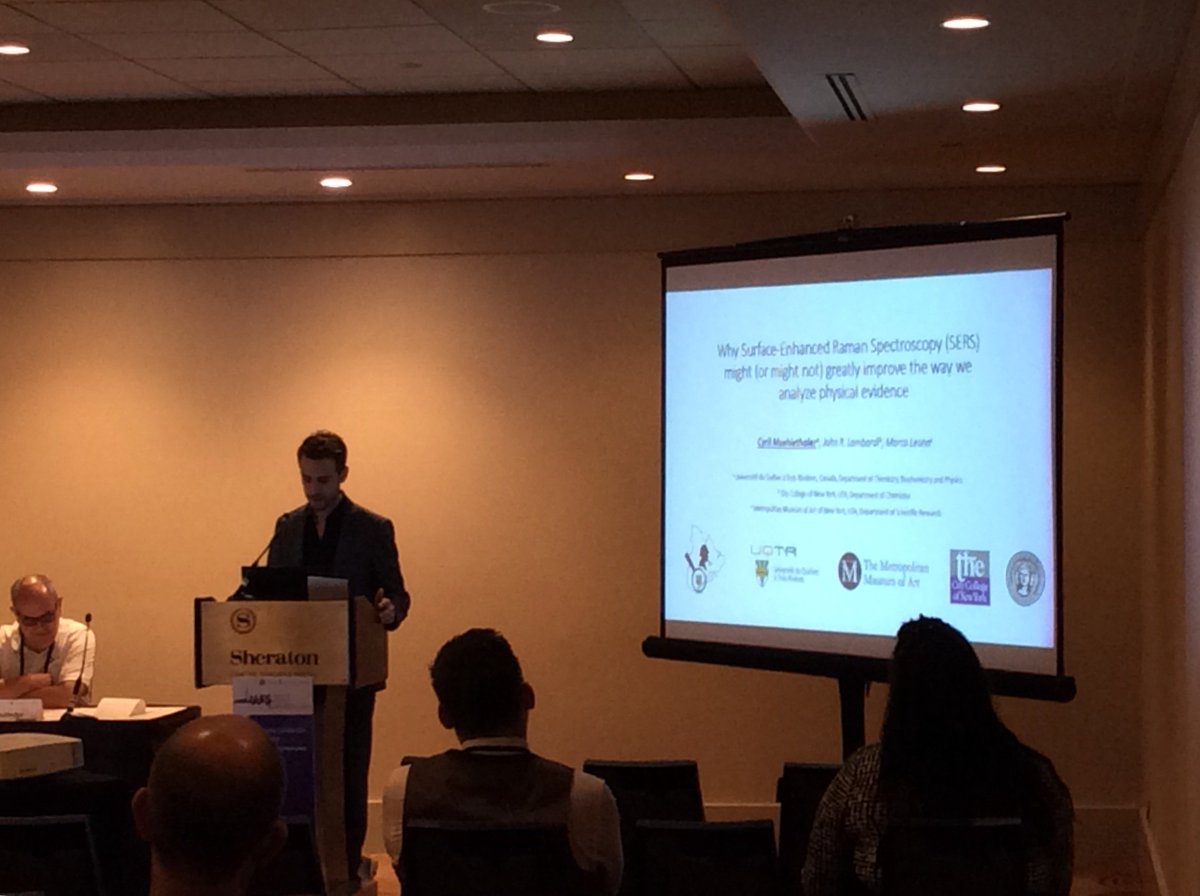 GRSF_UQTR's tweet photo. Présentation par Cyril Muehlethaler, "Why SERS Might (or Might Not) Greatly Improve the Way We Analyze Physical Evidence" #IAFS2017LRC https://t.co/6ViVf7z3VD