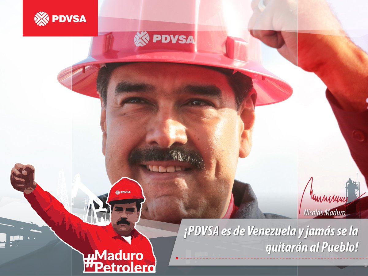 PDVSA's tweet photo. 🛢🕊 #MaduroPetrolero "¡PDVSA es de Venezuela y jamás se la quitarán al Pueblo!" @NicolasMaduro https://t.co/Vac8rqSprL