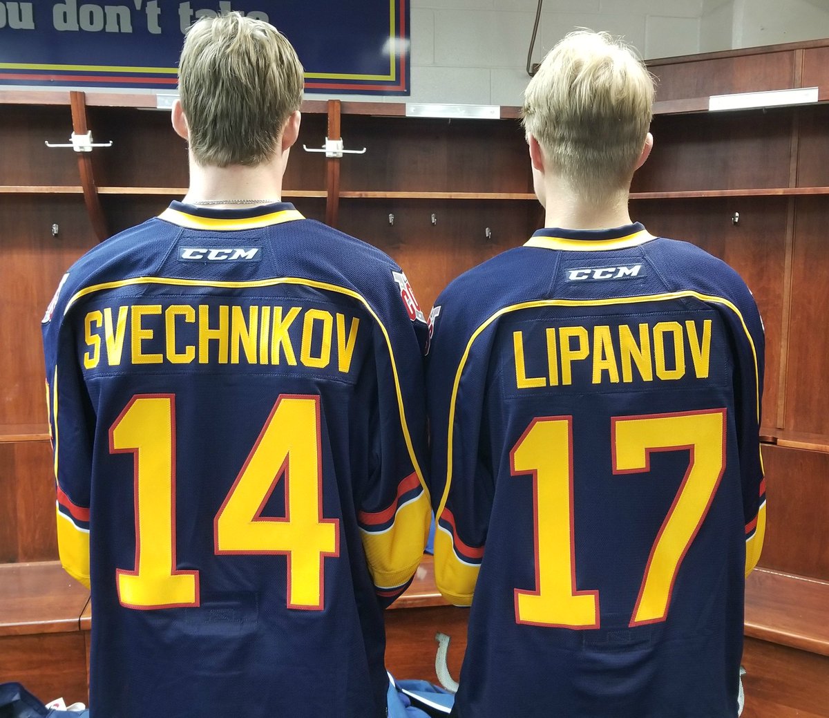 OHLBarrieColts's tweet photo. Look who's here! Welcome to your new home Andrei and Alexey! Let's get this season started already! #14 #17 🇷🇺 https://t.co/IX6XcymcJx