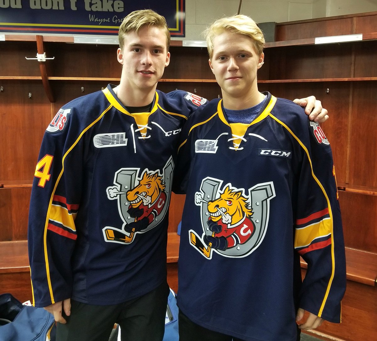 OHLBarrieColts's tweet photo. Look who's here! Welcome to your new home Andrei and Alexey! Let's get this season started already! #14 #17 🇷🇺 https://t.co/IX6XcymcJx