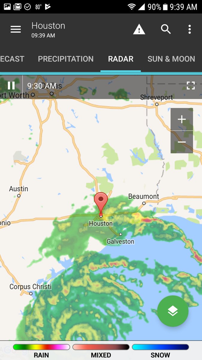 OneLouderApps's tweet photo. Hurricane #Harvey is the first hurricane to hit Texas since 2008. Please stay safe! Track the hurricane with live radar via #1Weather. https://t.co/6pMMSZuLfR