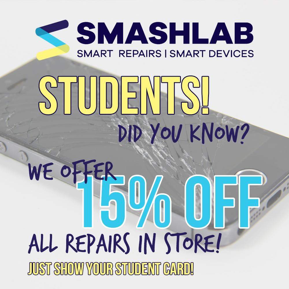SmashLabIreland's tweet photo. #STUDENTS

Did you know that we offer 15% OFF all repairs. Just bring your student ID and present it in store! 📱💥 https://t.co/Z0bxGInOn3
