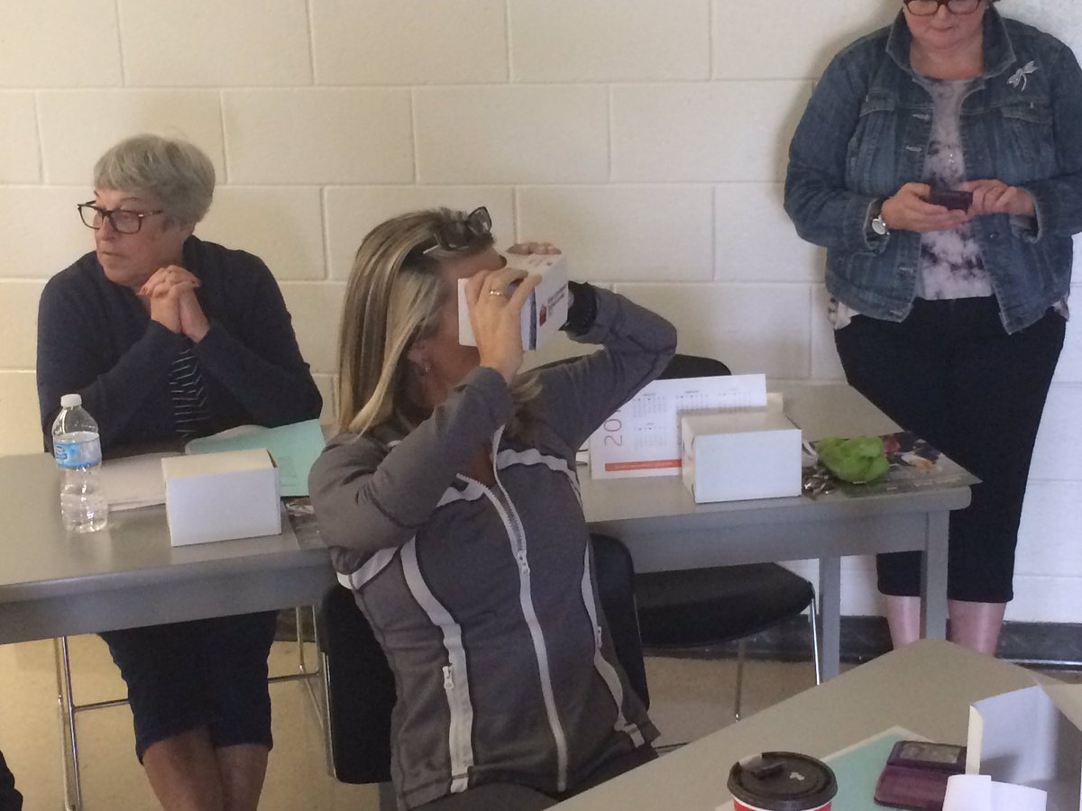 AndreSLeger's tweet photo. Team member PJ and @AWatsonCovey trying our new 360 video goggles #Innovation #Teaching @TheCentreSLC https://t.co/nI5uFDcmfz