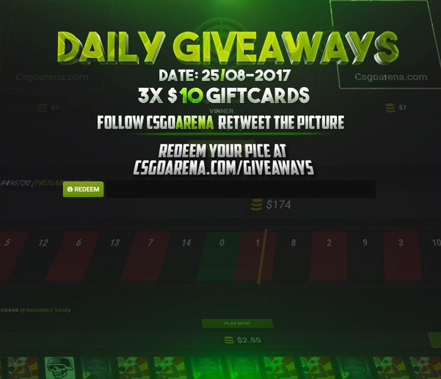 CSGOArenaGG's tweet photo. Daily Giveaway RT + follow @CSGOArenaGG to enter! We'll be giving away 3x10USD GL&amp;HF ❤ https://t.co/jeU5m79BTI