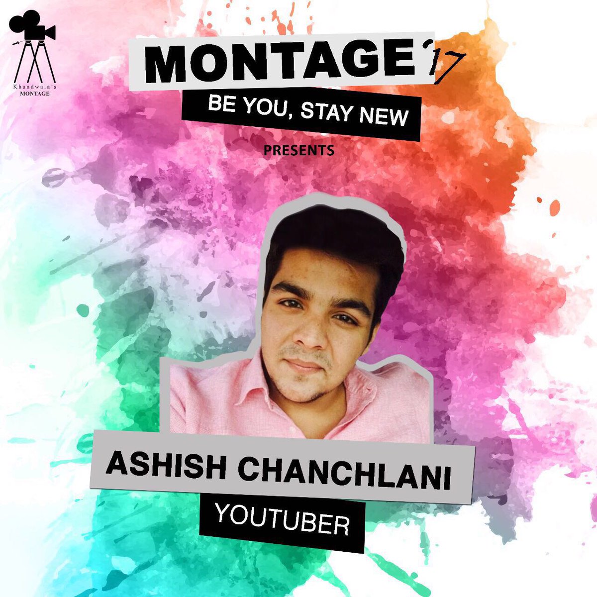 nkmontage's tweet photo. Different hein iska style,
he is the reason for that smile,
get your friends and nani,
Presenting Ashish Chanchlani.
#nkbmm
#montage2017 https://t.co/bAvCrdA9H0