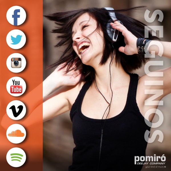 Seguinos en nuestras redes y llevá nuestra música en tu celular. 
¡Las mejores playlists y sets para disfrutar! pomiro.com