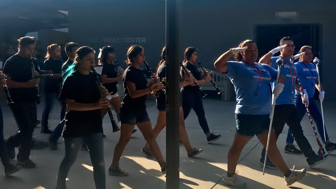lisakrch's tweet photo. Happy Friday! It's a beautiful morning hanging out with the marching band and Rebelettes @SHRebels #preparedtosucceed #rebelsdoitright https://t.co/raDbzWL23r