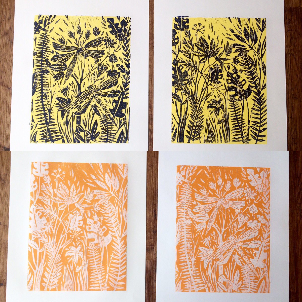 Alex_McGinn's tweet photo. More colour tests! 🎨🌿 #linoprint  #linocut #illustrationart #illustration #natureart #decorativeillustration #colour #naturelover https://t.co/i4fIQNp7b8