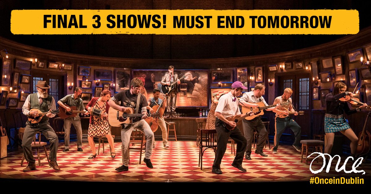 OnceMusicalDub's tweet image. The final weekend of #OnceinDublin is here! Only three more chances to see the show: tonight at 8pm, tomorrow at 3pm and 8pm. 🎸🎻🎼