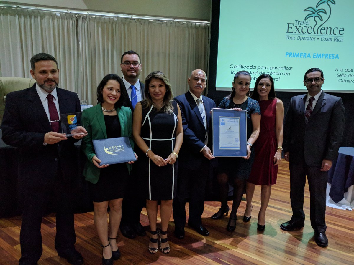 INTECOcr's tweet photo. #EventoINTECO Felicitamos a @travelexcellenc al recibir la Certificación de la Norma Igualdad de Género. #INAMU https://t.co/zfYlnKrOBG