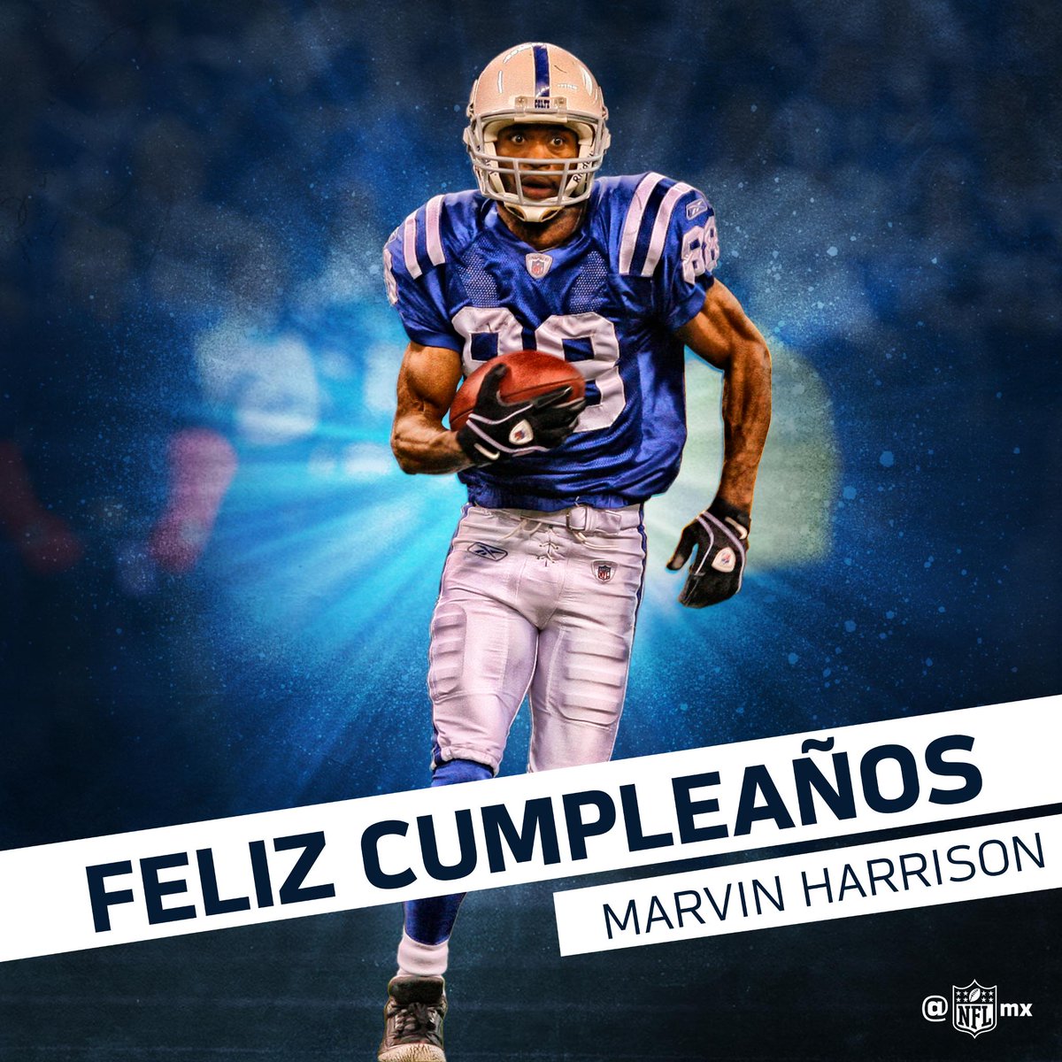 nflmx's tweet photo. WR y campeón del Super Bowl con los @Colts, Marvin Harrison hoy festeja 45 años. ¡Feliz cumpleaños! #NFLBirthdays https://t.co/NMQeeFcpL2