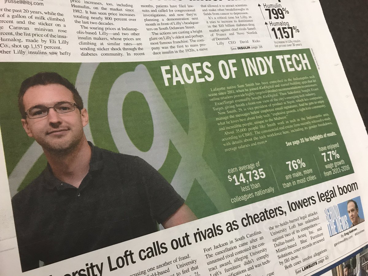 JaredCouncil's tweet photo. Lotta tech content coming in next @IBJnews issue! Look out! (@SigstrApp's Sam Smith on cover) #Indy #tech #jobs #MachineLearning https://t.co/udZmaBC1ZO