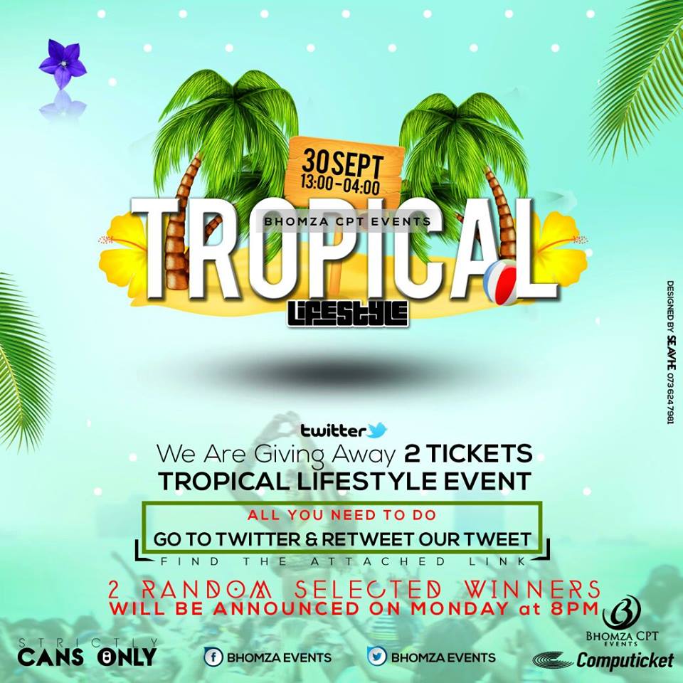 BhomzaEvents's tweet photo. Competition time AGAIN.

Lets retweet our this tweet and stand a chance to win a ticket to our Tropical Lifestyle event
#TropicalLifestyle https://t.co/nP7tWLRjYX