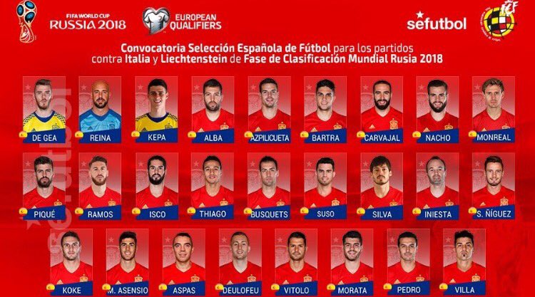 pickligas's tweet photo. El Guaje Villa regresa a la convocatoria de de España #Rusia2018 

El fútbol no entiende de edades 👏🏻👏🏻 https://t.co/bbJPmIXHPZ