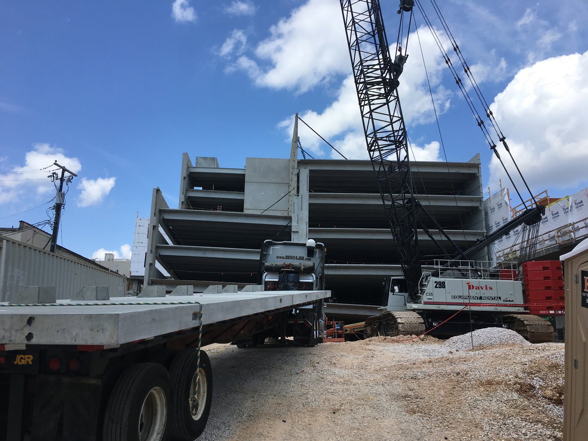 Company driver, Dewey Edge, working on the parking deck in Knoxville.