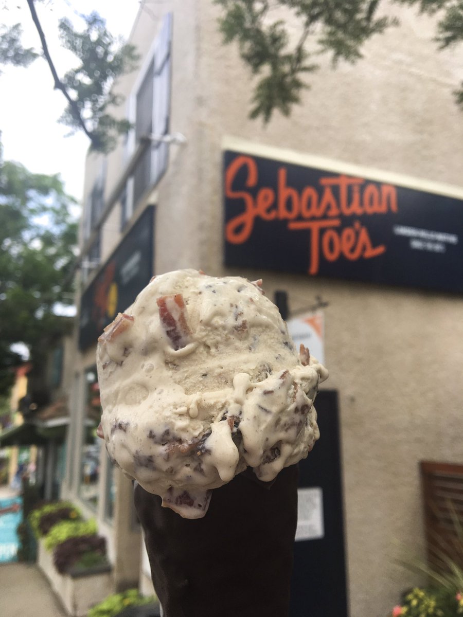 In honor of the State Fair, our flavor "When Pigs Fly" is back for a limited time! Maple ice cream w caramel, black pepper &amp; candied bacon.