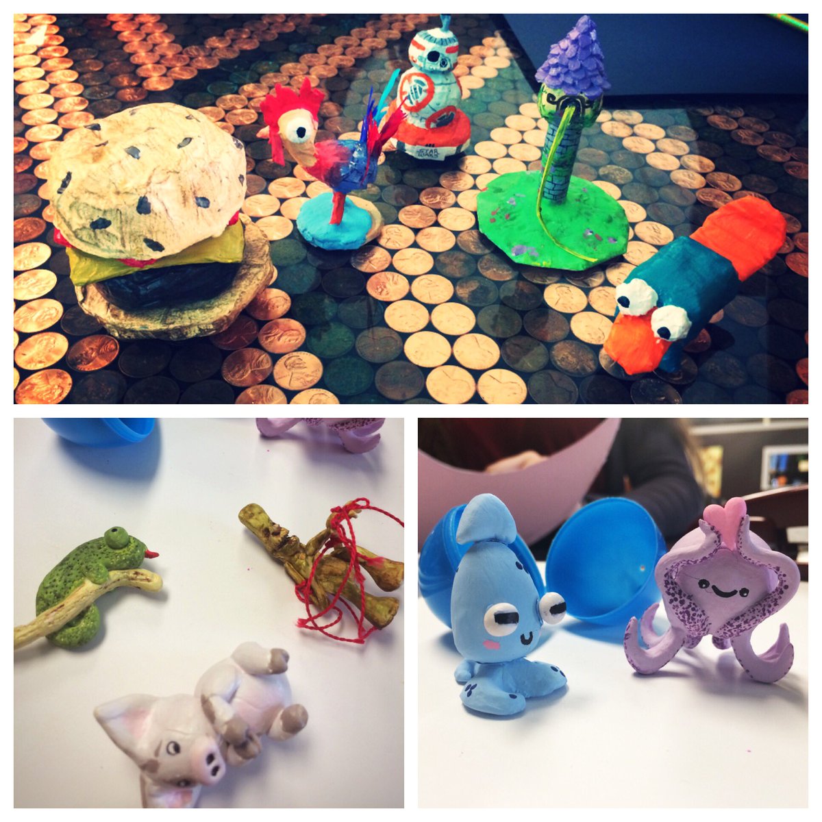 dchsart's tweet image. Tape &amp;amp; Air dry clay miniature sculptures in 3-D Art this week @DCcougarnation