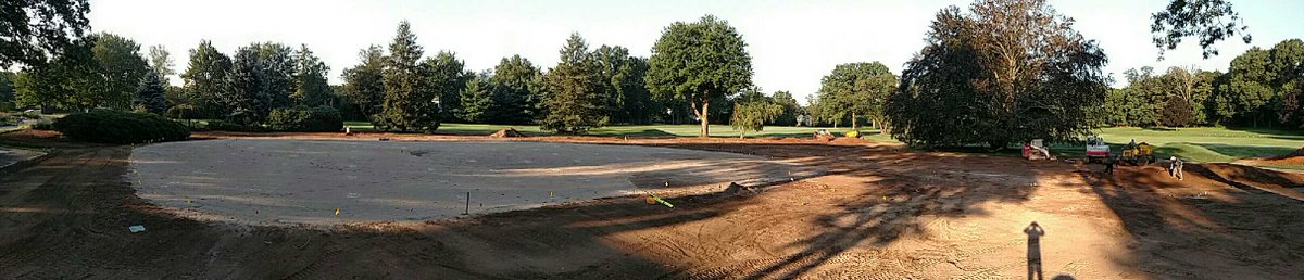 MottinGolf's tweet photo. New putting green at Knickerbocker CC is approved, irrigated, and ready for seed. Now let's get sod!!! #forsedesign @wvugolfarchie https://t.co/62wPxCdQNY