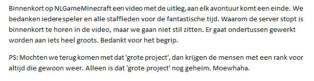 NLGServer's tweet photo. Helaas hebben we na 5 fantastische jaren besloten om te stoppen met de NLG Server, eind deze maand zal deze helaas sluiten. https://t.co/7dBn8065vd