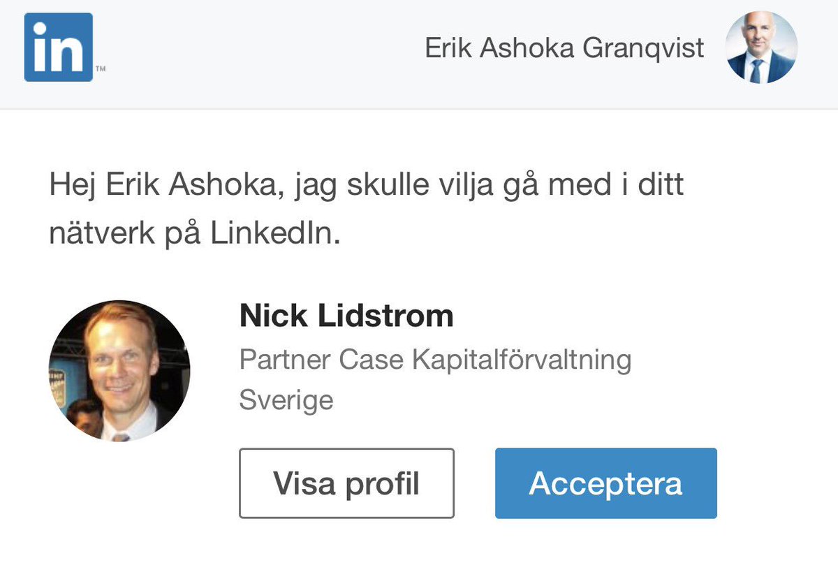 ErikGranqvist's tweet photo. Magnifik grabbkväll kröns med en oerhört sympatisk vänförfrågan på #Linkedin❣️ #BestDever #HockeyGeni #PerfectHuman #Acceptera 🏒🤗🥅 https://t.co/mJlVWdvAnT