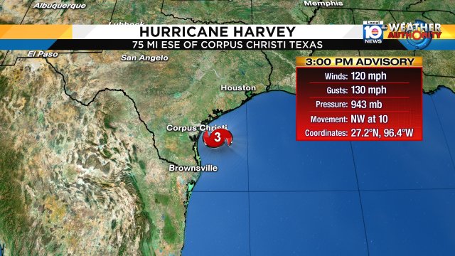 #Harvey is now a major hurricane maximum sustained winds of 120 mph which makes Hurricane Harvey a Cat.3 storm https://t.co/h6l9JEO7fr