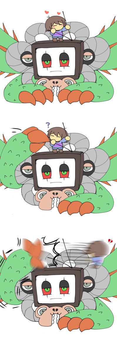 AMercifulChild's tweet image. "Hehe, gonna adjust this to a better channel...hm? Wah!" Frisk dies.
