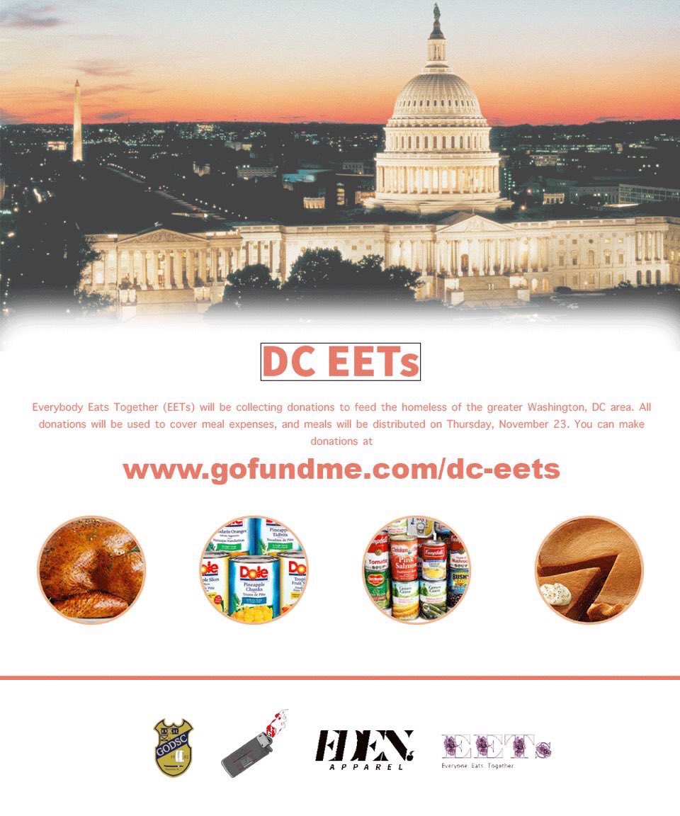 GODSC_'s tweet photo. Join the EETs initiative as we will be raising money to feed the less fortunate in D.C. ! #GoodHeat #LiveEden #GODSC https://t.co/SjaPgyio40