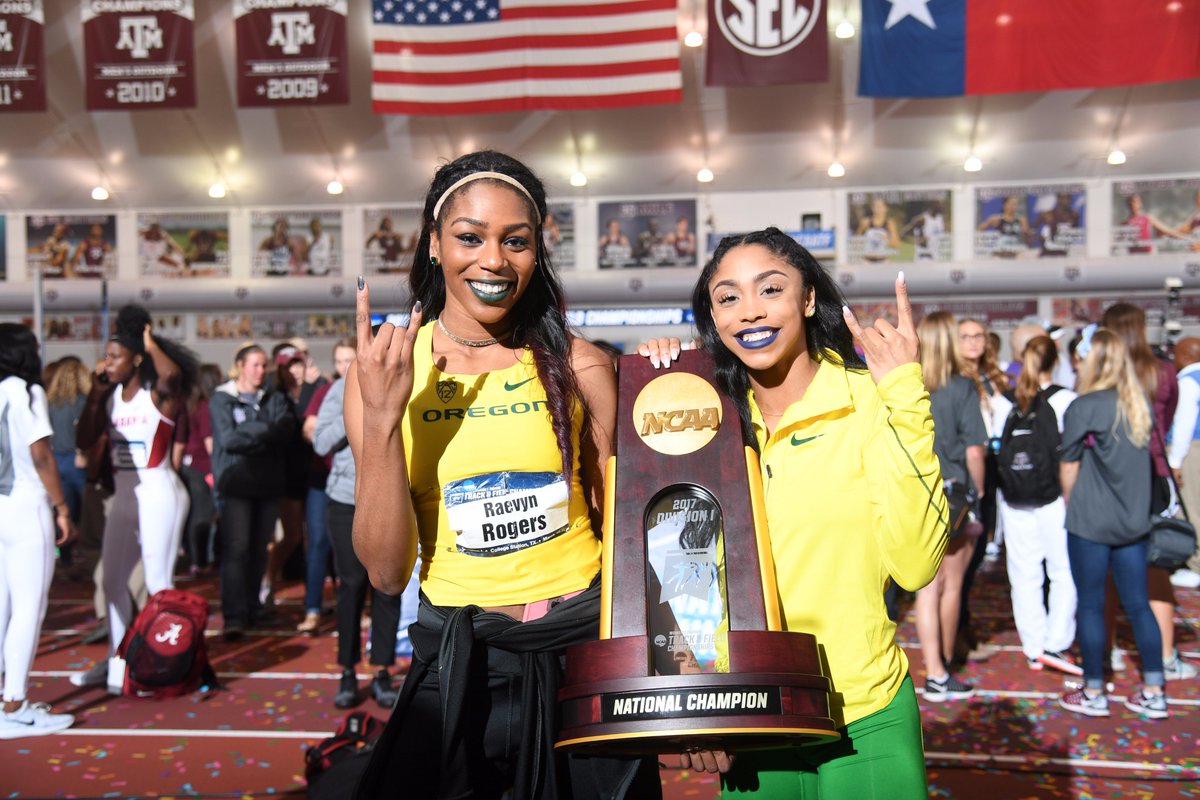 OregonTF's tweet photo. Historic 4x4 anchor leg. 6-time NCAA champion. 2017 Bowerman finalist. Multiple collegiate records. Thank you, @TheROYALlife21. #GoDucks https://t.co/5sVE2PI6Bs