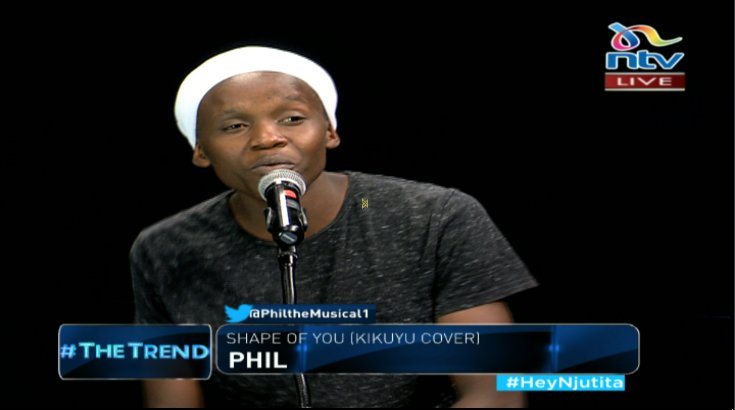 NTVnewsroom's tweet photo. @PhiltheMusical1 performing Shape of You Kikuyu cover #theTrend @EddieButita @NjugushHapaKule https://t.co/2ENKtH4a9H