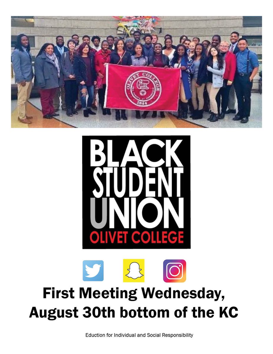 OlivetBSU's tweet photo. Happy Friday!! Join BSU for our first official meeting next Wednesday in the bottom of the KC. Hope to see there😊 https://t.co/3XVUwwSIo3