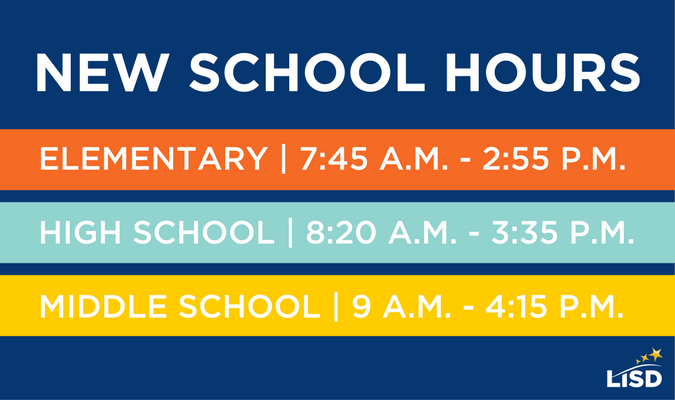FlowerMoundHS's tweet photo. REMINDER: New school hours for the 2017-2018 school year: https://t.co/PFT0GnnGqa https://t.co/g2b93hYEZE