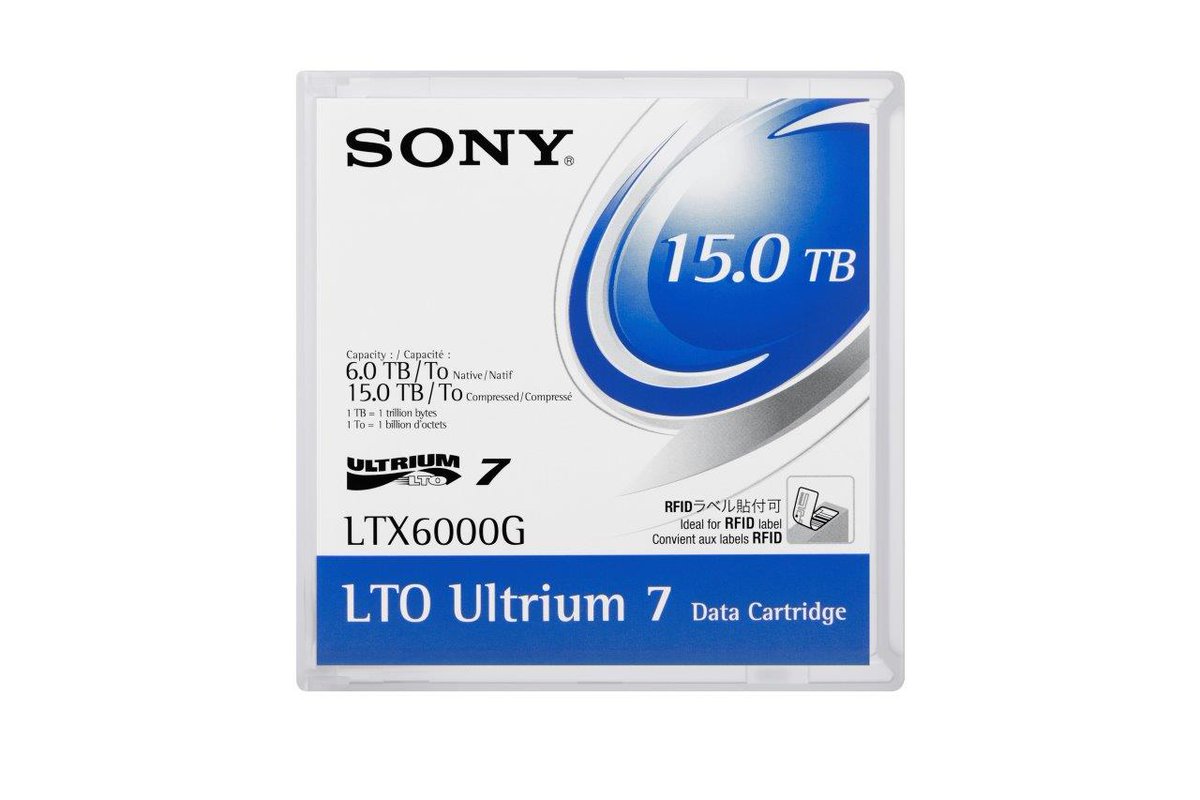 SonyProUSA's tweet photo. Sony’s reliable LTO-7 data cartridge offers 15TB compressed capacity with 750MB/s transfer speed https://t.co/8XxLrjXYcf #SonyProMedia https://t.co/DHbI1n1e3h
