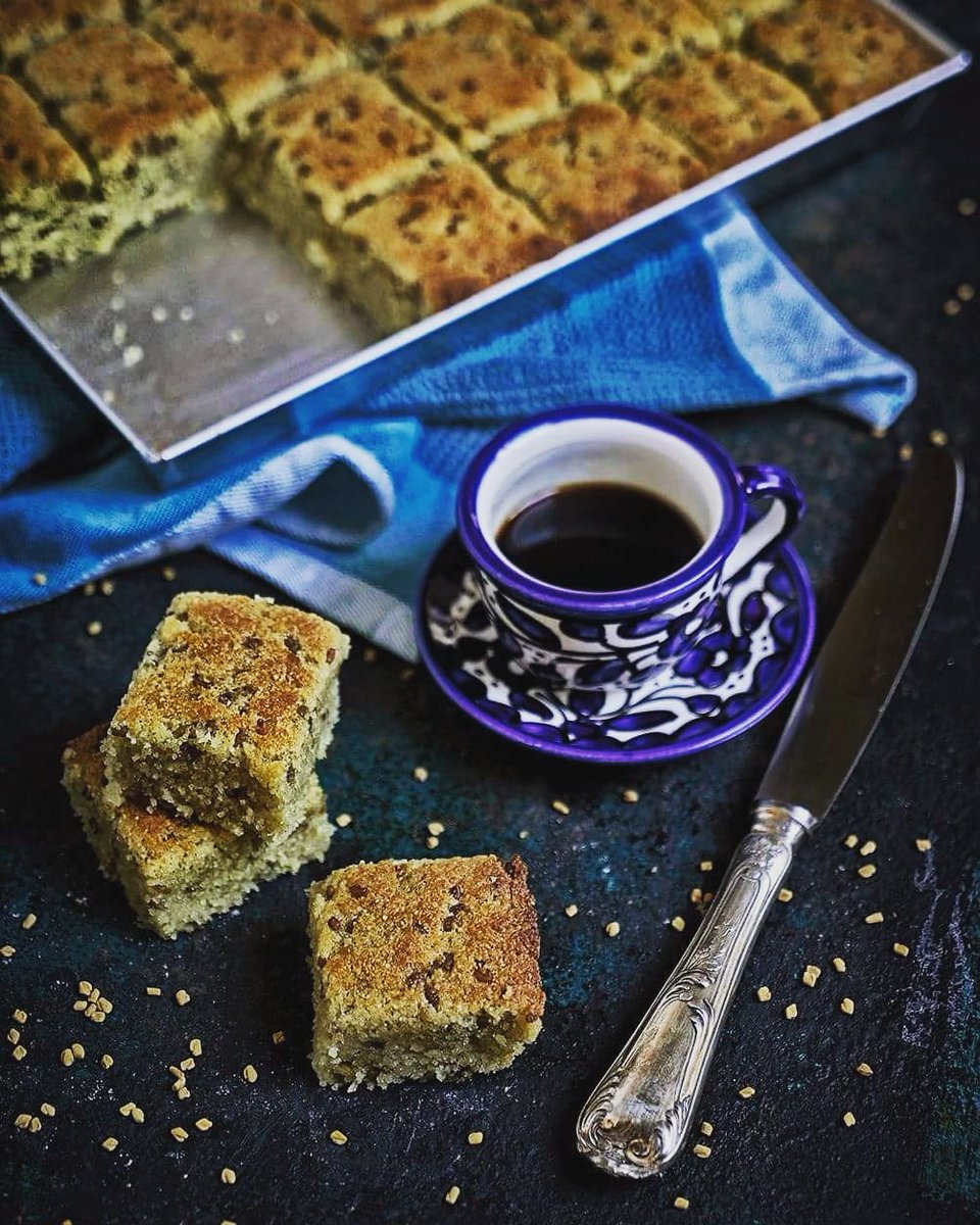 PopPalestine's tweet photo. #Hilbeh, a #fenugreek and #semolina #cake! We are in #love with its strong #flavour! https://t.co/f5SMltUC4S