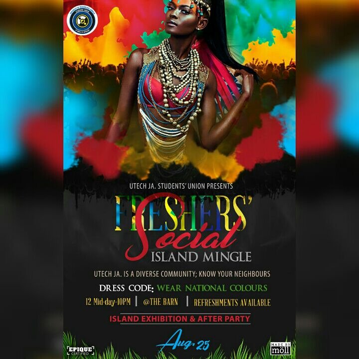 ohzeenjm's tweet photo. UTech, Ja. Students' Union 📣PRESENTS📣 🙌🏼 Freshaz Social 🙌🏼 🌍Island Mingle🌏 🔊🎶 #TODAY 🔊🎶#FridayFeeling #FreshersGuide17 @utechentertainment https://t.co/wa1h1p0fzb