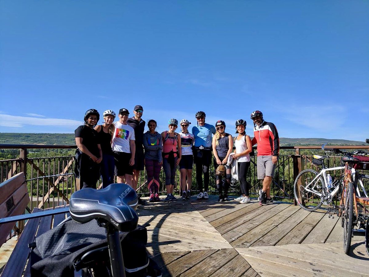 AprilPyne's tweet photo. ATB B&amp;Ag team bike ride this morning! Back to work with serious endorphins. 

Thanks to @Nomad_YYC for the bike! https://t.co/YLHaPg5koh
