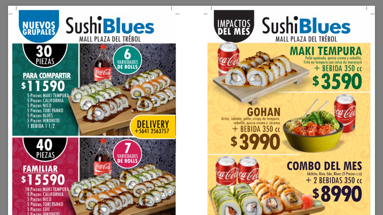 Sushi 2024 blues menu