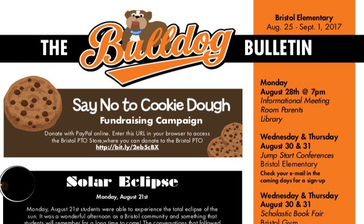 BristolBuddies's tweet photo. This weeks Bulldog Bulletin is out! Check your email for information about upcoming dates and events! #wgbuzz #bebuzz https://t.co/U9mc16xhz2