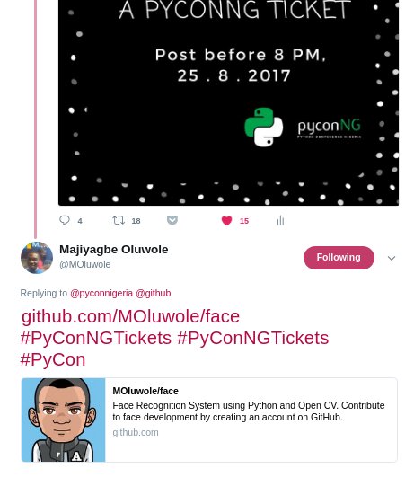 pyconnigeria's tweet image. Happy to announce our newest winners of #PyConNGTickets: @MOluwole &amp;amp; @habbeboy!!! We have more tickets to give out, thanks to @CowryWise.