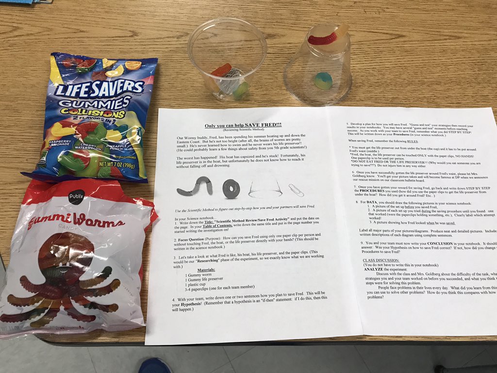 agoldberg_DP's tweet photo. STEM Challenge: Save Fred-Teamwork & Sci Method @DelPradoElem #panthersconnect https://t.co/yrUQBLAQdk