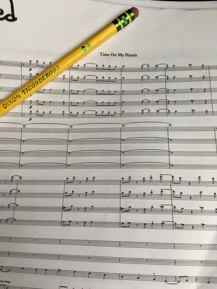 matttinjummusic's tweet image. Doing a score study while in the truck on the way to the gig. Allen Carter’s big band arrangement of “Time On My Hands”. #neverdonelearning