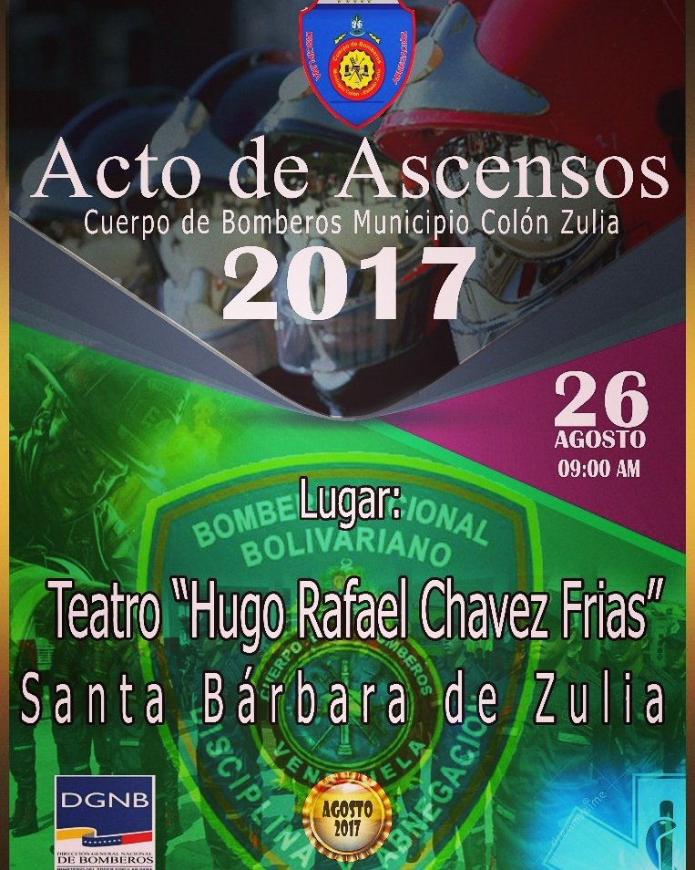 BomberosDeColon's tweet photo. Actos de Ascensos 2017 Cuerpo de Bomberos Colón Zulia!! https://t.co/ZdMe9xpeU2